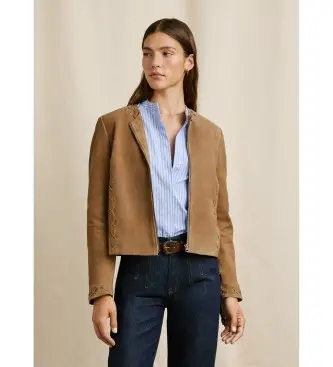 per donna PL4024347 Giacca Sonna beige (L), Marrone, Casual, Pelle