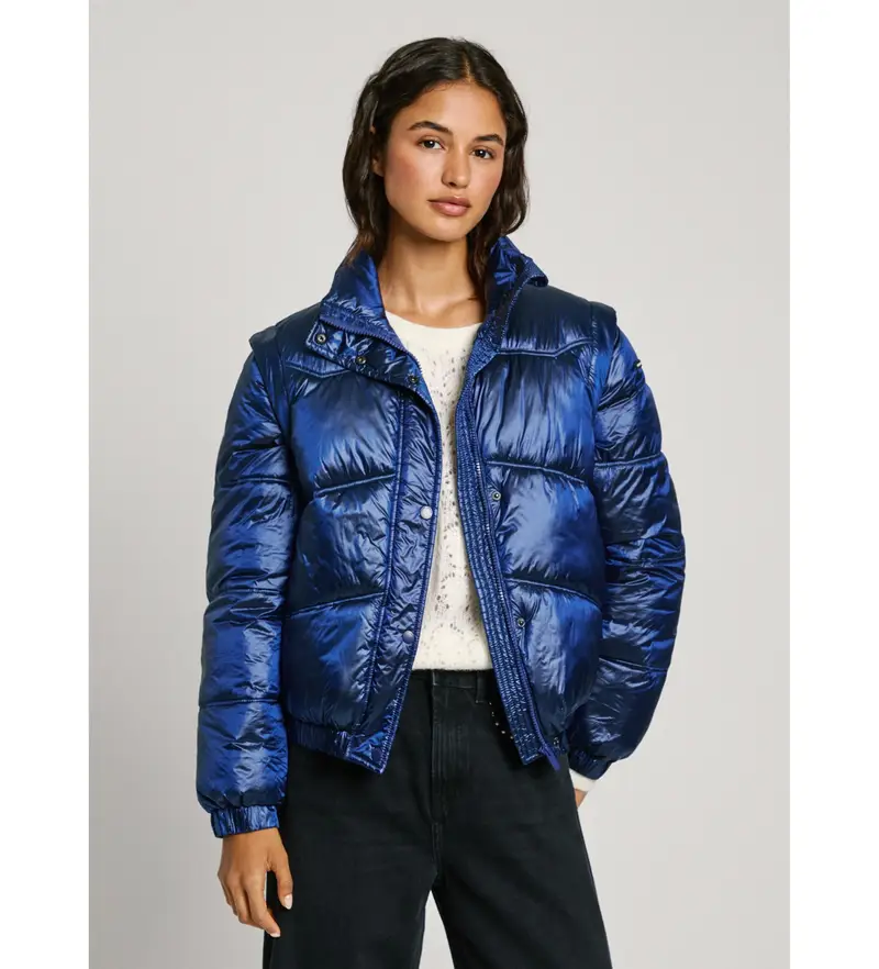 per donna PL402492 Piumino Flora Blu (XS), Casual, Nylon