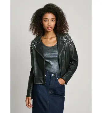 per donna PL402523 Giacca Fantasy Nera (S), Nero, Casual, Pelle