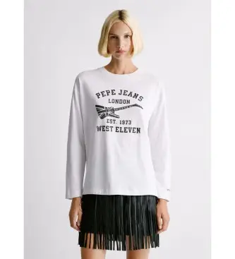 per donna PL5000053 Maglietta bianca Elora (M), Bianco, Casual, Cotone, Manica lunga