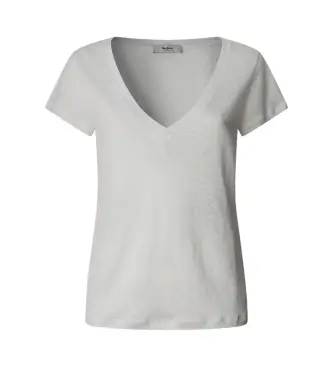 per donna PL506048 Maglietta a maniche corte con scollo a V Megan White (XS), Bianco, Casual, Cotone, Manica corta, Sostenibile