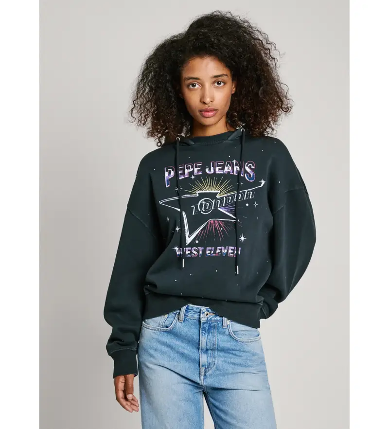 per donna PL581469 Felpa nera Lilian (XS), Nero, Casual, Cotone