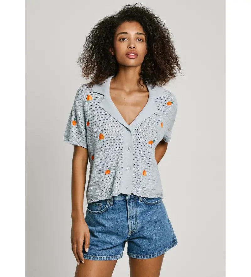 per donna PL702277 Camicia blu Olaya (XS), Casual, Cotone, Manica corta, Cotone biologico, Sostenibile