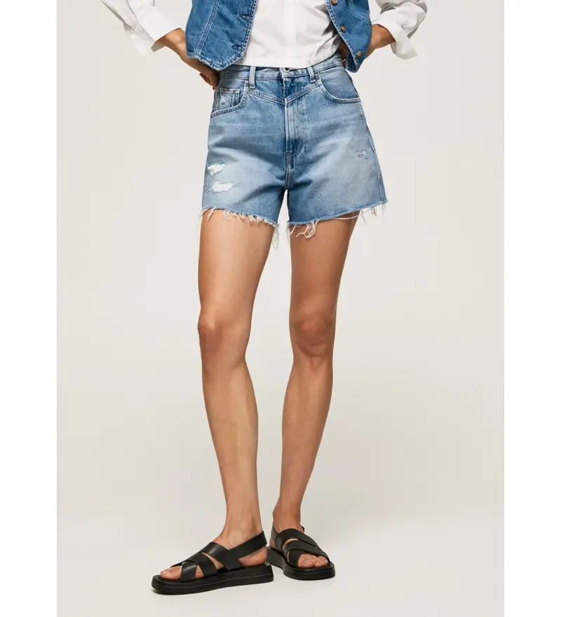 per donna PL801001RG4 Pantaloncini blu Rachel (28), Casual, Denim, Cotone biologico, Sostenibile