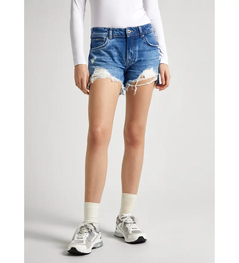 per donna PL801110RH4 Pantaloncini rilassati blu (25), Casual, Cotone, Denim Blu medio