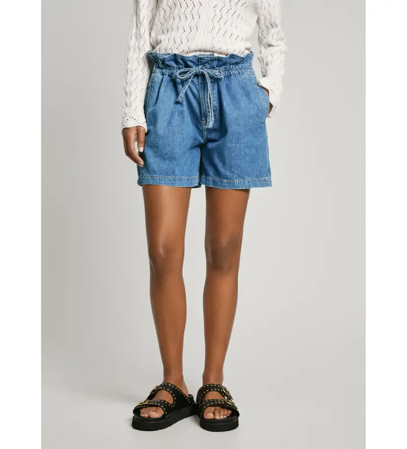 per donna PL801178 Abito corto a trapezio Uhw Cinch blu (25), Casual, Cotone, Denim