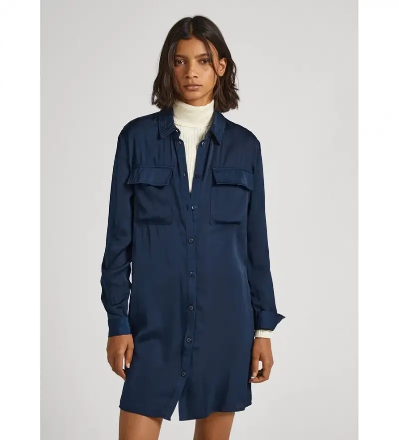 per donna PL953403 Abito blu navy Itziar (M), Casual, Poliestere, Manica lunga