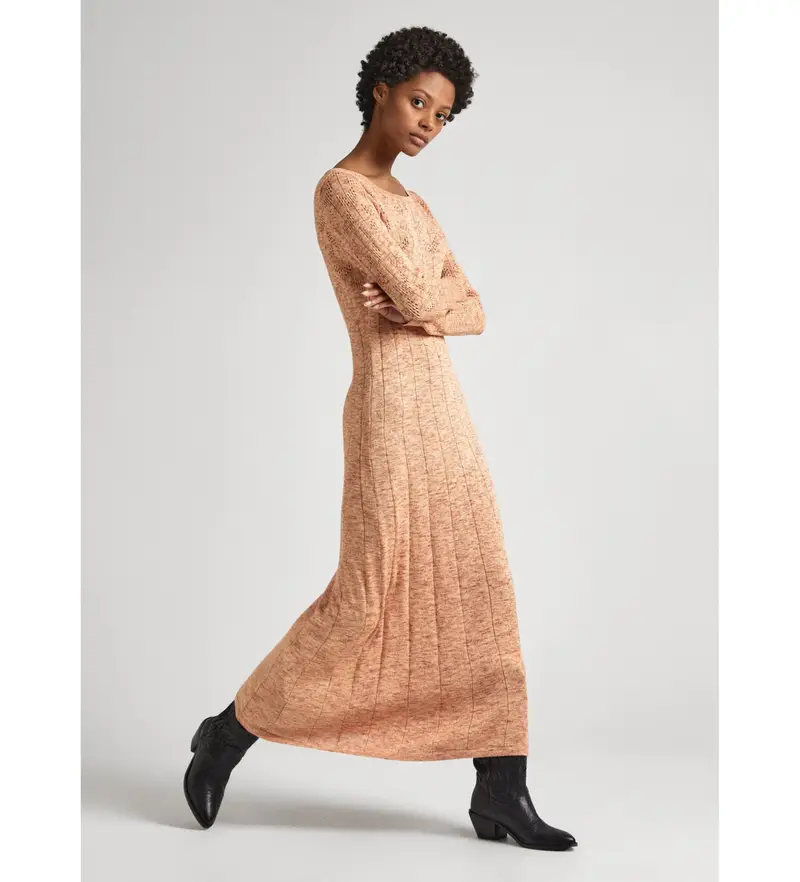 per donna PL953465 Abito Gianna beige (S), Casual, Cotone, Manica lunga, Sostenibile