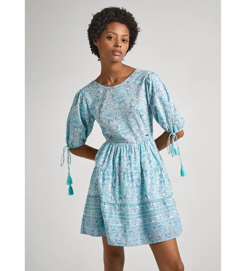 per donna PL953478 Abito Margot blu (XS), Casual, Cotone, Manica corta