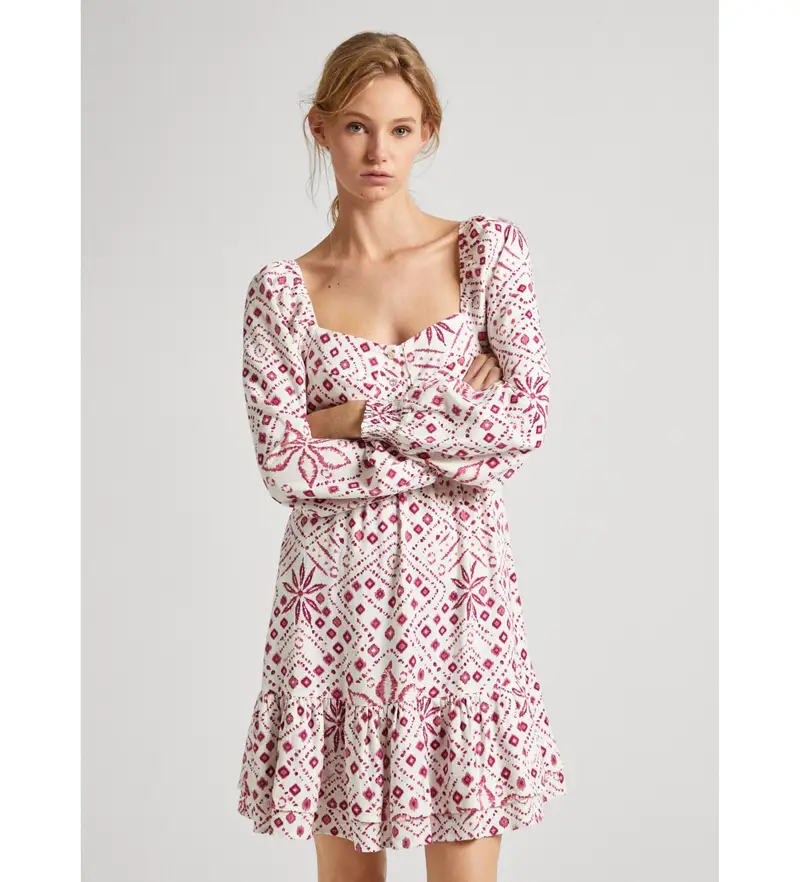 per donna PL953498 Abito Doxa bianco (XS), Casual, Lino, Manica lunga