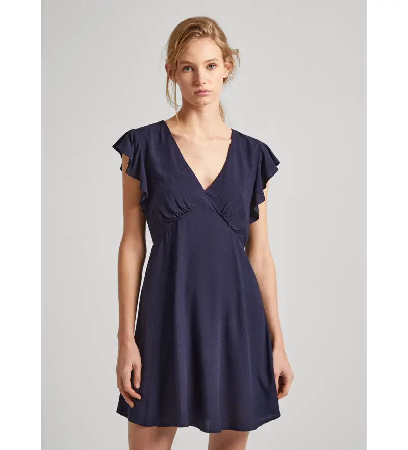 per donna PL953522 Abito Camila blu scuro (XS), Casual, Viscosa, Manica corta, Navy