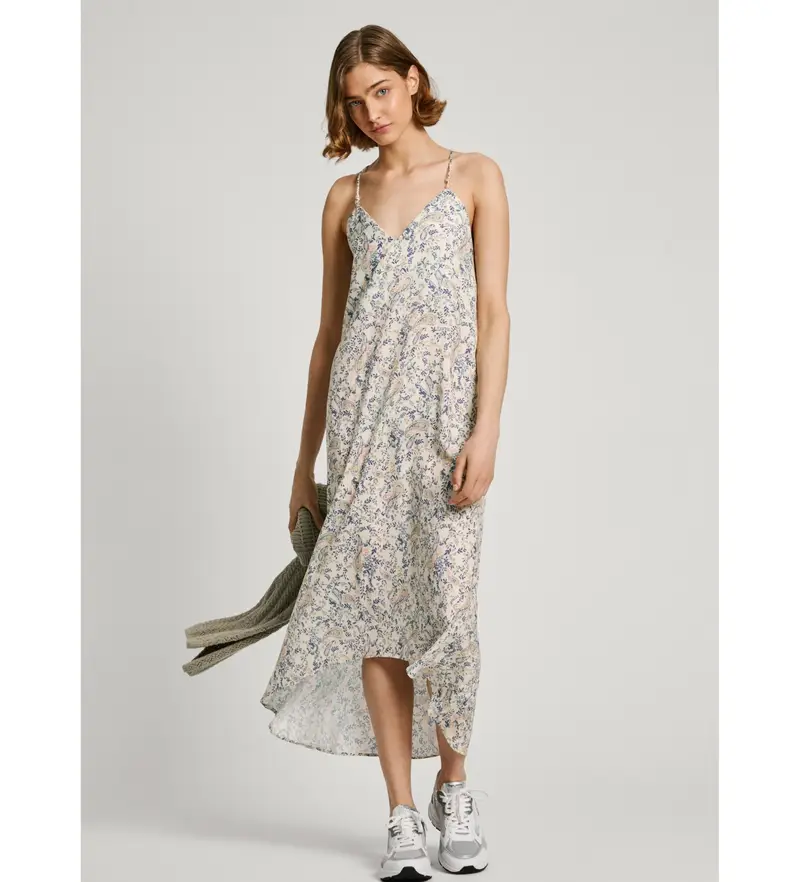 per donna PL953560 Abito Molly bianco grezzo (XS), Casual, Poliestere, Senza maniche / cinghie