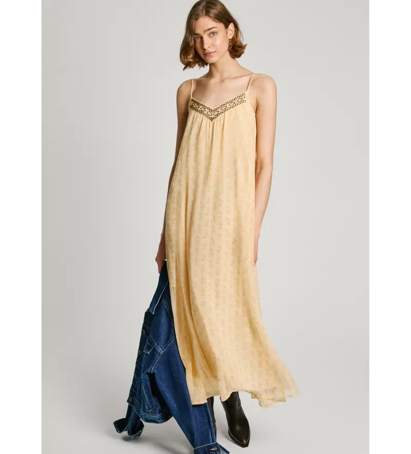 per donna PL953570 Abito giallo della Madonna (XS), Casual, Poliestere, Senza maniche / cinghie