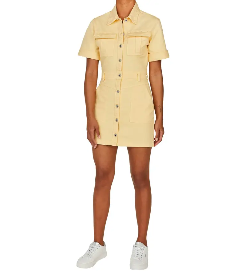 per donna PL953577 Abito Jill giallo (XS), Casual, Cotone, Denim, Manica corta, Sostenibile