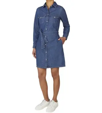 per donna PL953581HX6 Abito in denim blu normale (XS), Casual, Cotone, Manica lunga