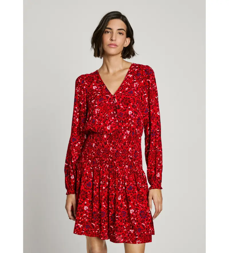 per donna. PL953669 Abito rosso Cecile (XS), Casual, Viscosa, Manica lunga