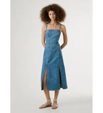 per donna PL953767 Abito blu Elodie (M), Casual, Cotone, Senza maniche / cinghie Blu medio