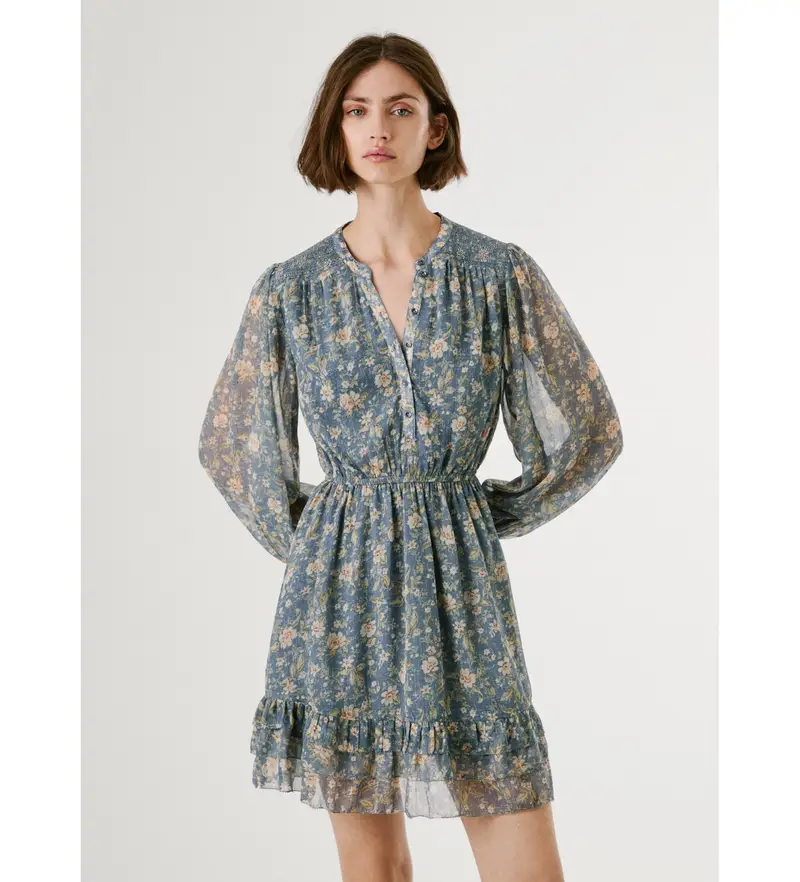 per donna PL9537690 Abito blu londinese (L), Casual, Poliestere, Manica lunga