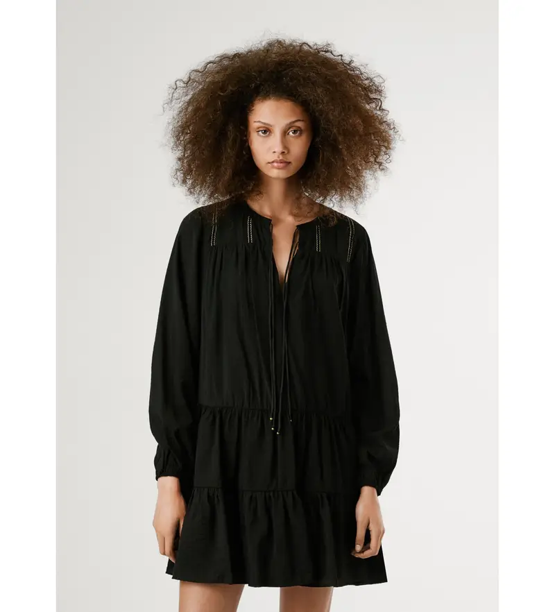 per donna. PL9537696 Abito nero Paule (L), Casual, Rayon, Manica lunga