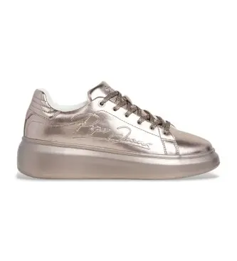 per donna PLS000001 Sneakers in pelle color bronzo Yara Stars (38), Basso, 1 a 3 cm, Stringhe, Casual
