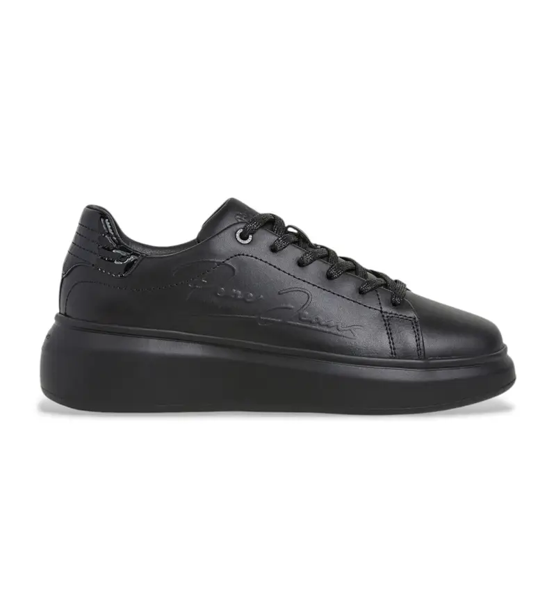 per donna. PLS000003 Sneakers Yara Night in pelle nera (38), Nero, Basso, Stringhe, Casual