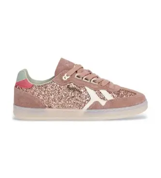 per donna PLS000012 Sneakers in pelle con palline glitterate rosa (37), Basso, Stringhe, Casual