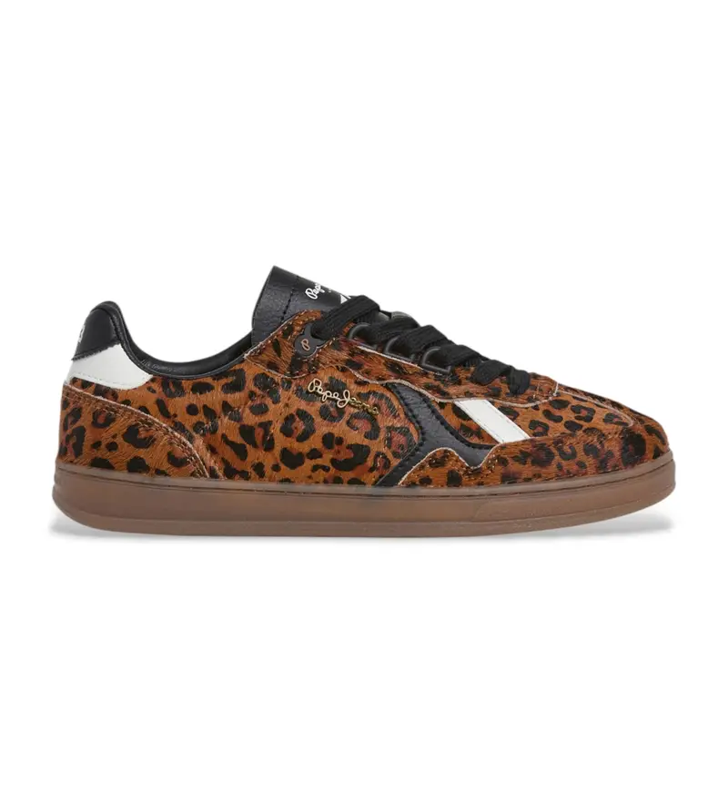 per donna PLS000013 Sneakers con stampa a palline marroni (41), Marrone, Basso, Stringhe, Casual, Animal Print