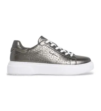 per donna PLS00039 Sneakers Eaton Gala in pelle argentata (39), Argento, Basso, Stringhe, Casual