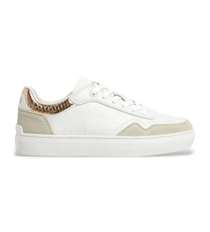 per donna PLS00042 Sneakers Camden in pelle con colletto bianco (38), Basso, Camoscio, Stringhe, Casual, Sostenibile