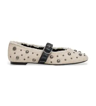 per donna PLS100016 Scarpe Charlotte Studs bianco sporco (36), Basso, Fibbia, Casual, Classico
