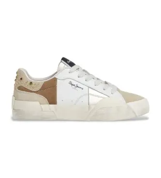 per donna PLS300001 Sneakers in pelle con cristalli di Milano in bianco (36), Basso, Stringhe, Casual