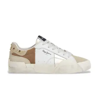 per donna PLS300001 Sneakers in pelle con cristalli di Milano in bianco (40), Basso, Stringhe, Casual