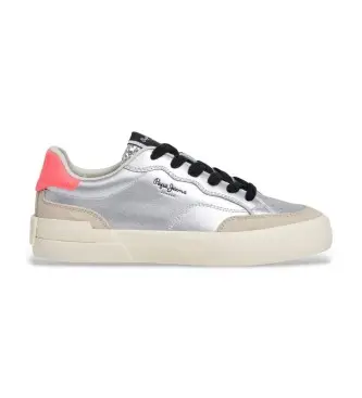 per donna PLS300010 Sneakers in pelle argento Milan Glam (36), Basso, Stringhe, Casual
