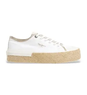 per donna PLS31595 Samoi mix sneakers bianche (39), Bianco, Basso, Stringhe, Casual, Sostenibile Naturale