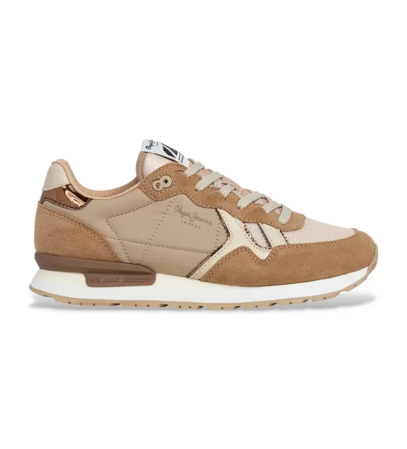 per donna PLS400004 Sneakers beige Brit Mirror (37), Pelle, Basso, Stringhe, Casual
