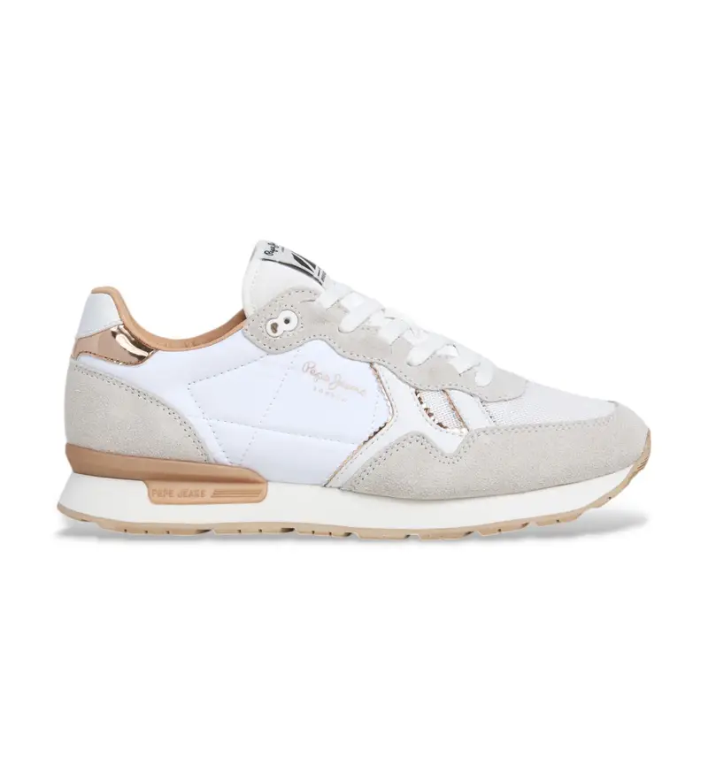 per donna. PLS400004 Sneakers Brit Mirror in pelle bianca (36), Bianco, Basso, Stringhe, Casual