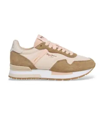 per donna PLS400033 Sneakers Hailon Basic in pelle marrone (36), Basso, Stringhe, Casual