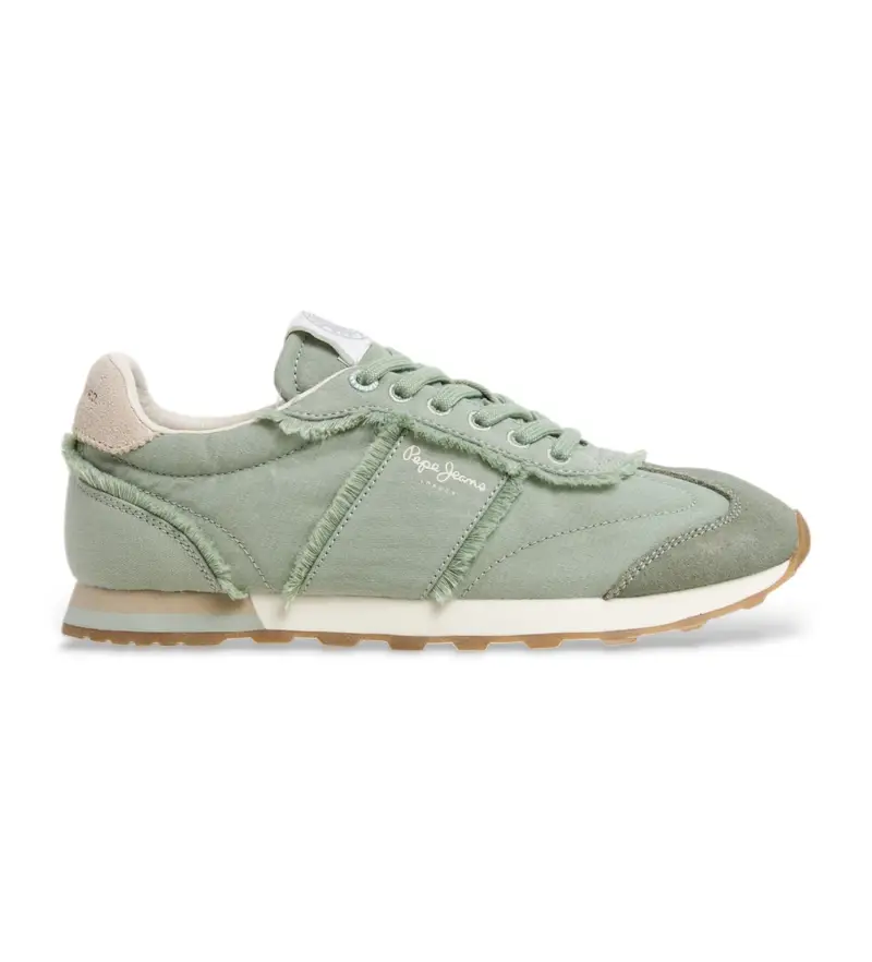 per donna. PLS40034 Sneakers in pelle verde Once Twill (36), Basso, Camoscio, Stringhe, Casual