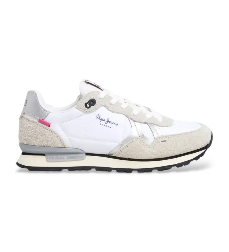 per donna. PLS40037 Sneakers Brit Fly in pelle bianca (37), Bianco, Basso, Camoscio, Stringhe, Casual
