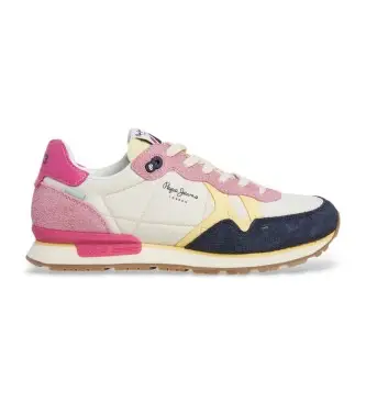 per donna PLS40037 Sneakers Brit Fly in pelle multicolore (37), Basso, Camoscio, Stringhe, Casual