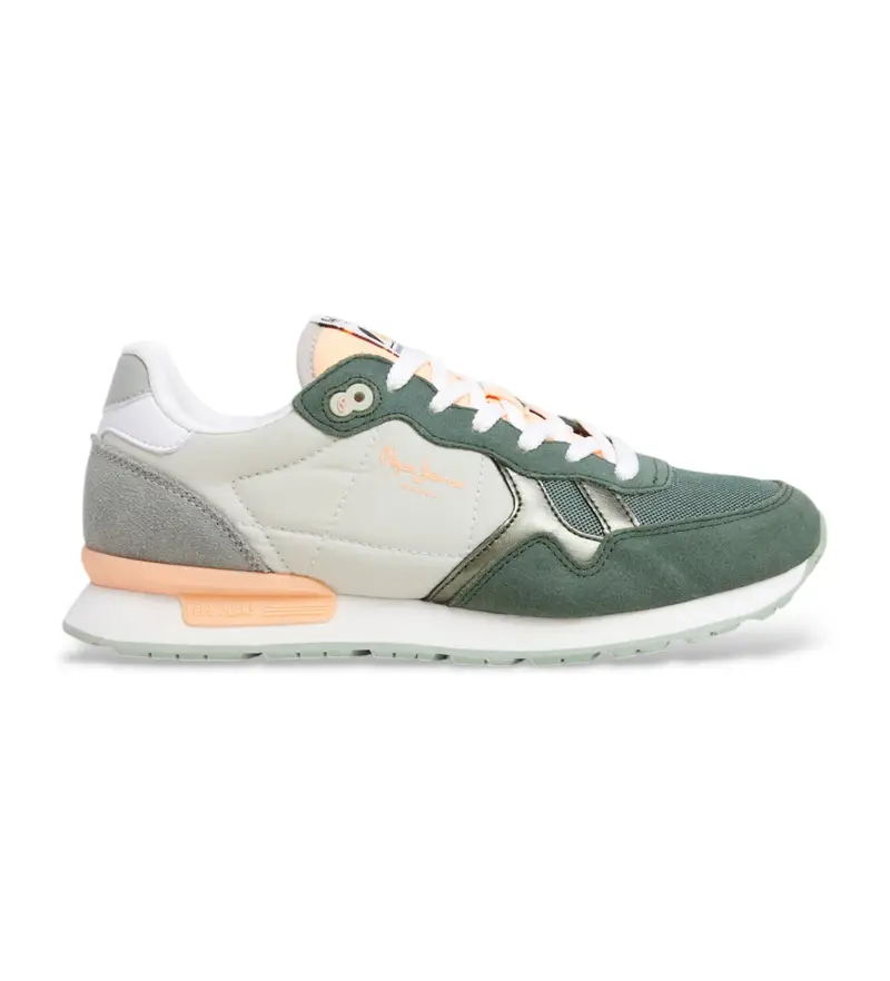 per donna. PLS40038 Sneakers in pelle verde Brit Camp (36), Basso, Camoscio, Stringhe, Casual