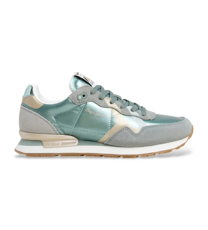 per donna. PLS40039 Sneakers Brit Printy in pelle verde (36), Basso, Camoscio, Stringhe, Casual