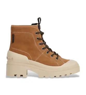 per donna PLS500006 Stivaletti Hale Basic in pelle marrone (38), 3 a 5cm, Stringhe, Casual