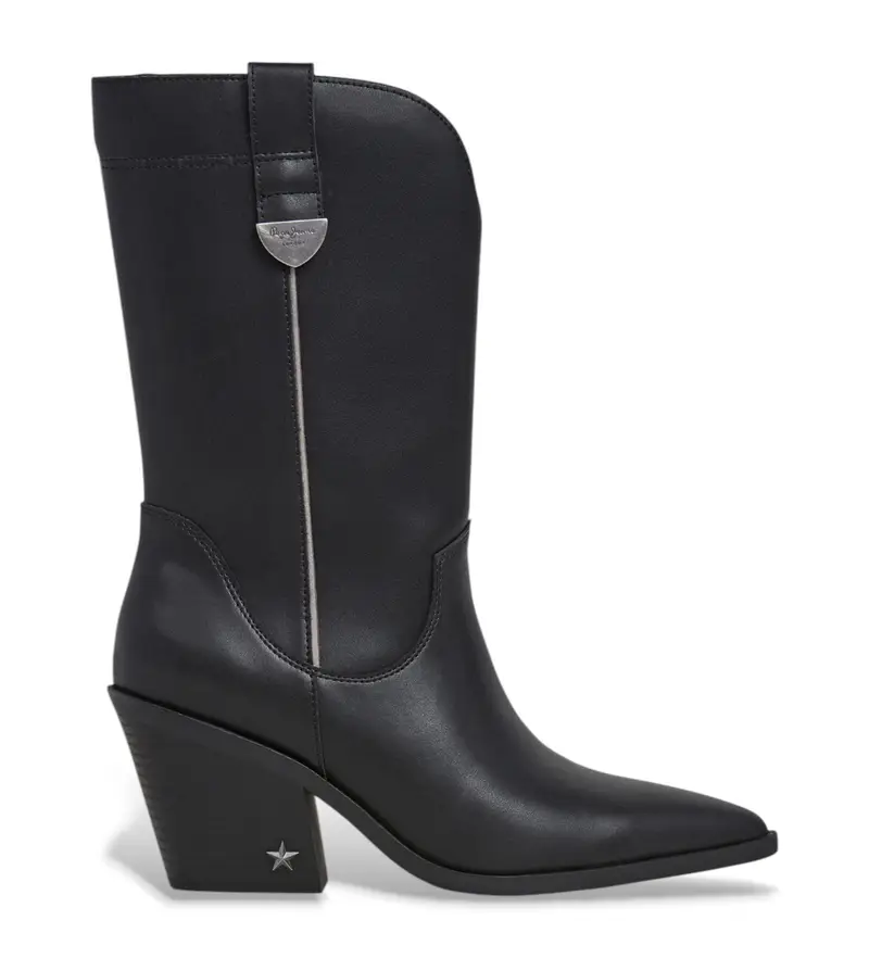 per donna. PLS500017 Stivali in pelle nera Gina Western (39), Nero, 3 a 5cm, Nessuno, Casual