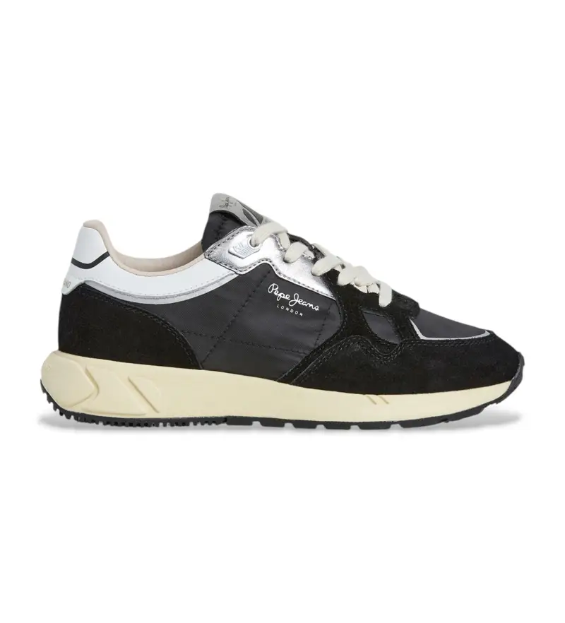 per donna. PLS600010 Sneakers in pelle nera Marlon Metal (36), Nero, Basso, Stringhe, Casual
