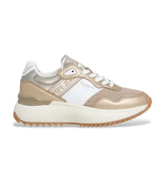per donna PLS600021 Sneakers Kimi Mesh in pelle beige (37), 3 a 5cm, Stringhe, Casual