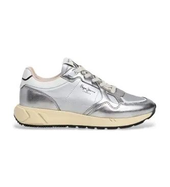 per donna PLS600048 Sneakers Marlon Glam in pelle argentata (39), Argento, Basso, Stringhe, Casual