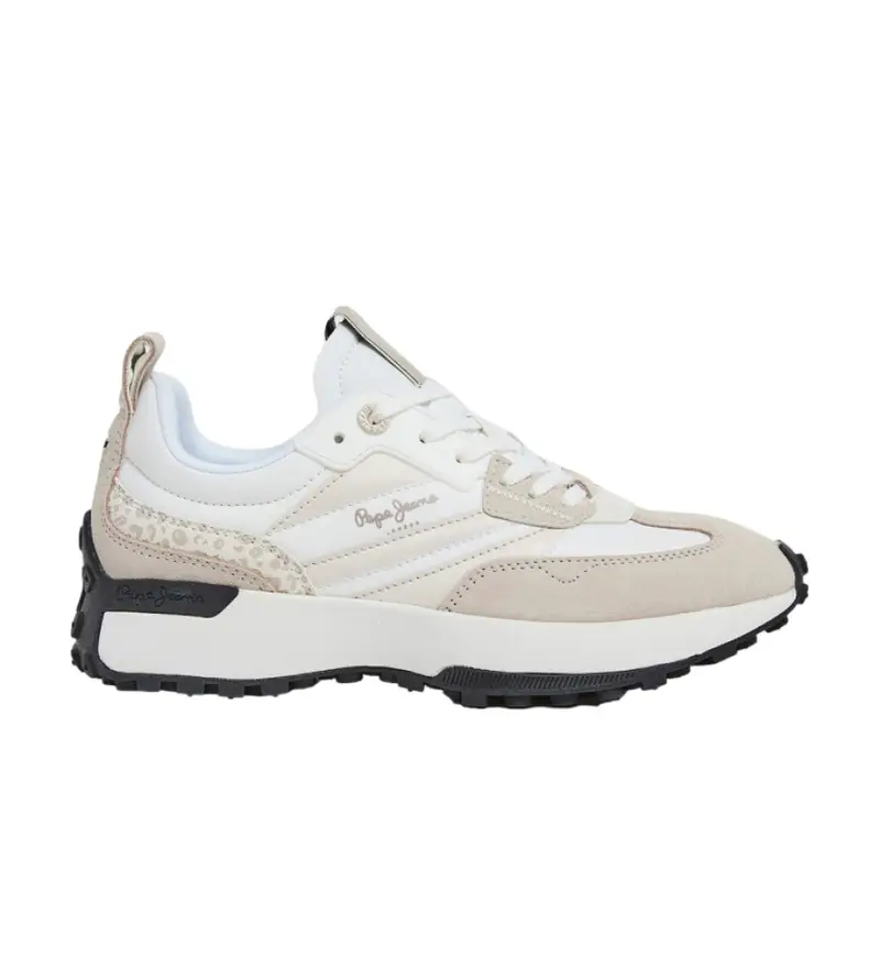 per donna. PLS60005 Sneakers in pelle bianca con stampa Lucky (36), Bianco, 1 a 3 cm, Stringhe, Casual