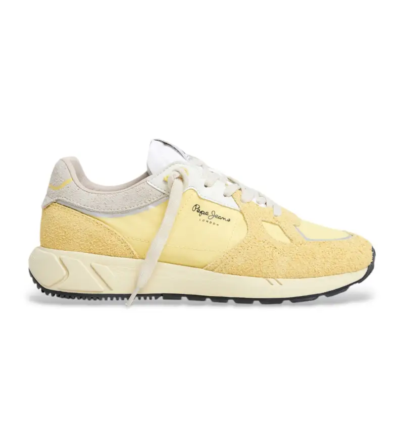 per donna. PLS60035 Sneakers Marlon Divided in pelle gialla (36), Basso, Camoscio, Stringhe, Casual, Giallo