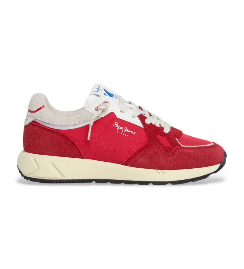 per donna. PLS60035 Sneakers Marlon Divided in pelle rossa (38), Rosso, Basso, Camoscio, Stringhe, Casual